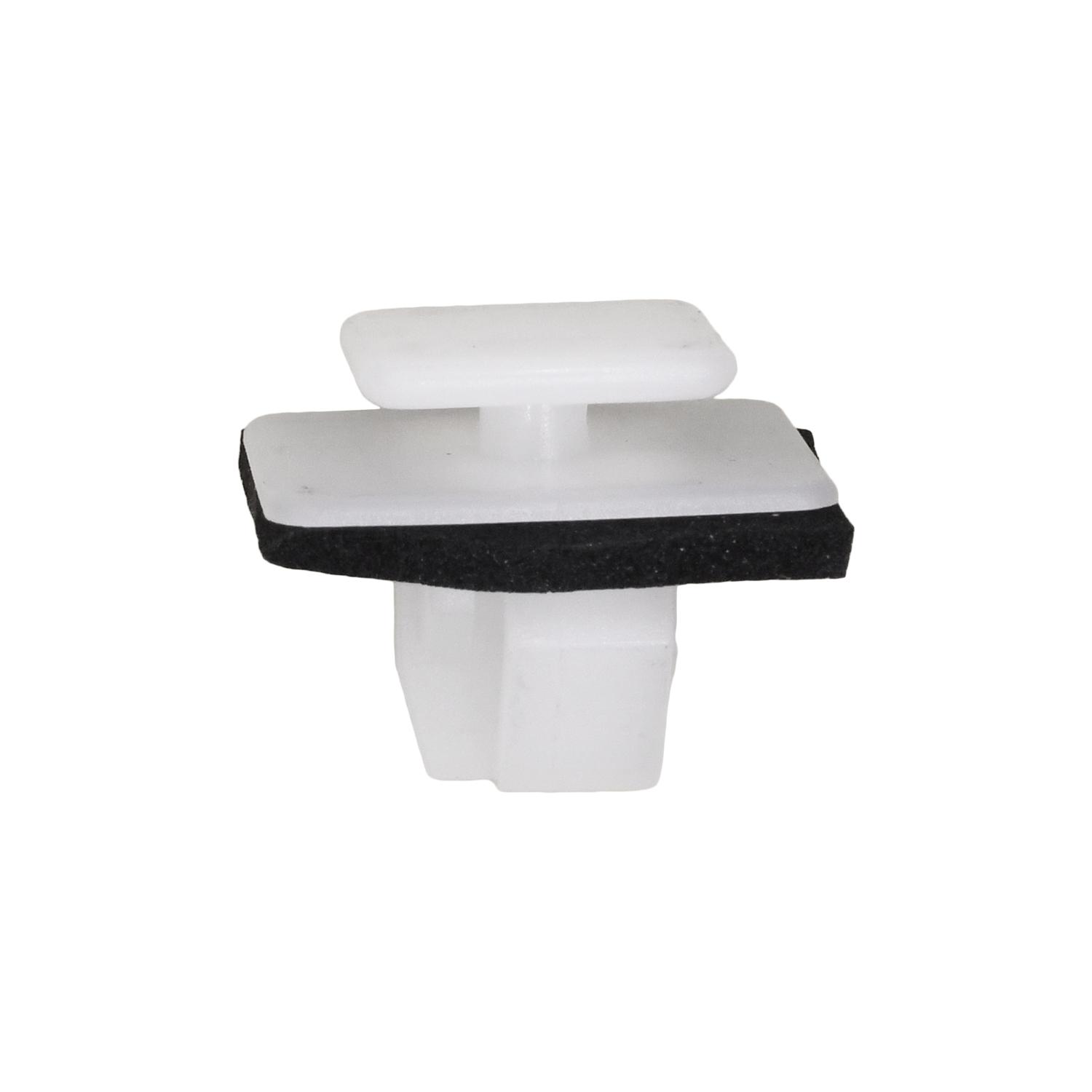 15 pcs/pk- / Moulding Clip with Sealer, White Nylon, Rivet Length 10mm, Type Molding Clip with Sealer