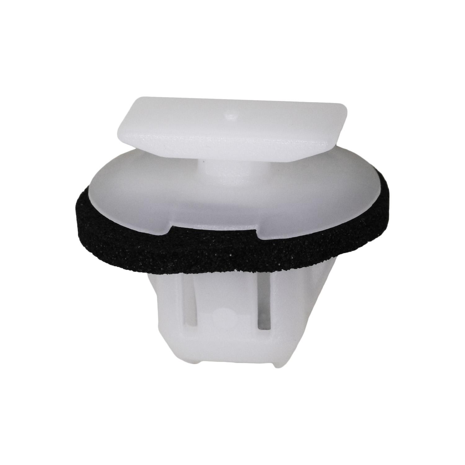 25 pcs/pk- / White Nylon Moulding Clip with Sealer, Rivet Length 10mm, Type Molding Clip with Sealer