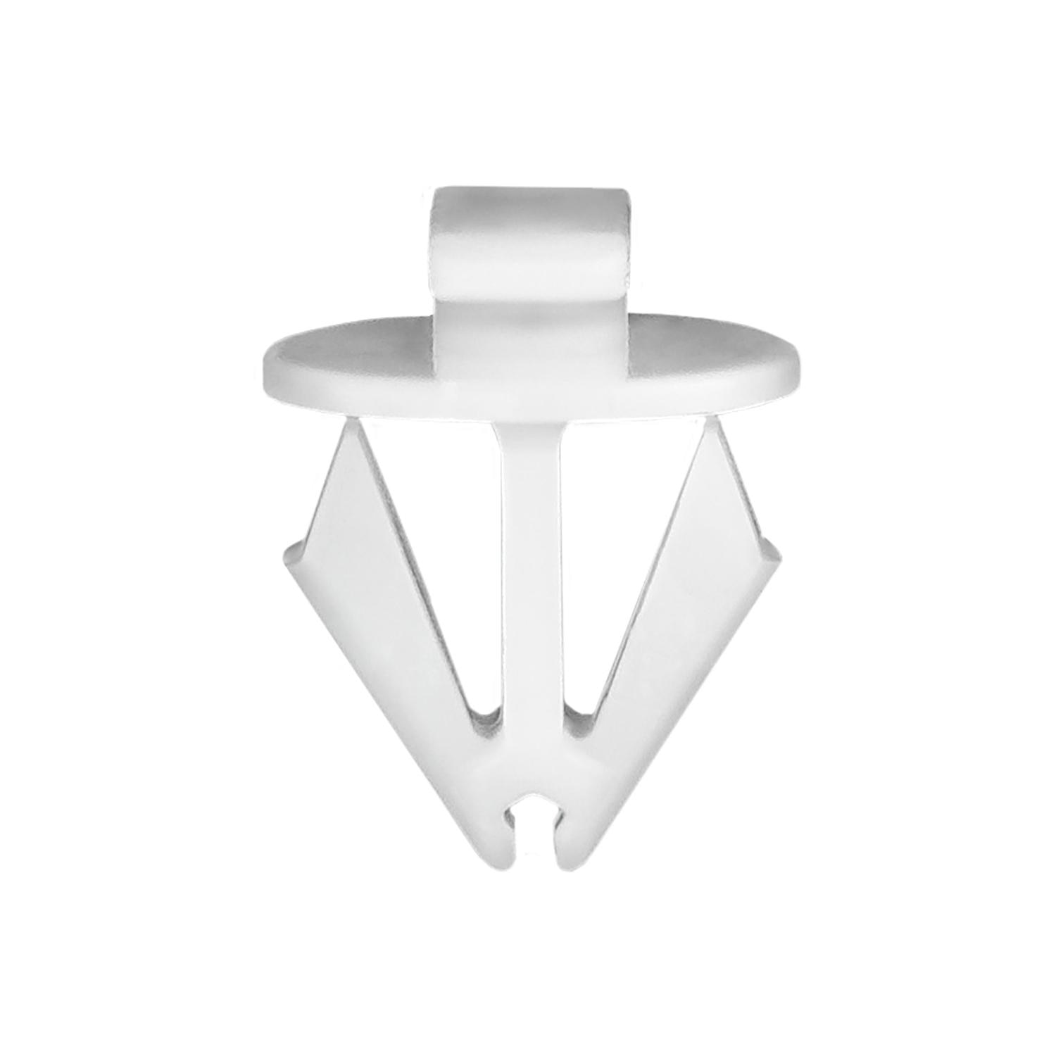 25 pcs/pk- 7mm Moulding Clip, White Nylon, Rivet Length 10mm, Type Molding Clip