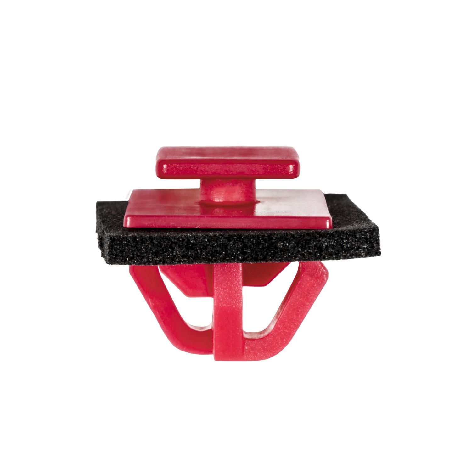 25 pcs/pk- Moulding Clip with Sealer, Rivet Length 10mm, Material Nylon, Color Red