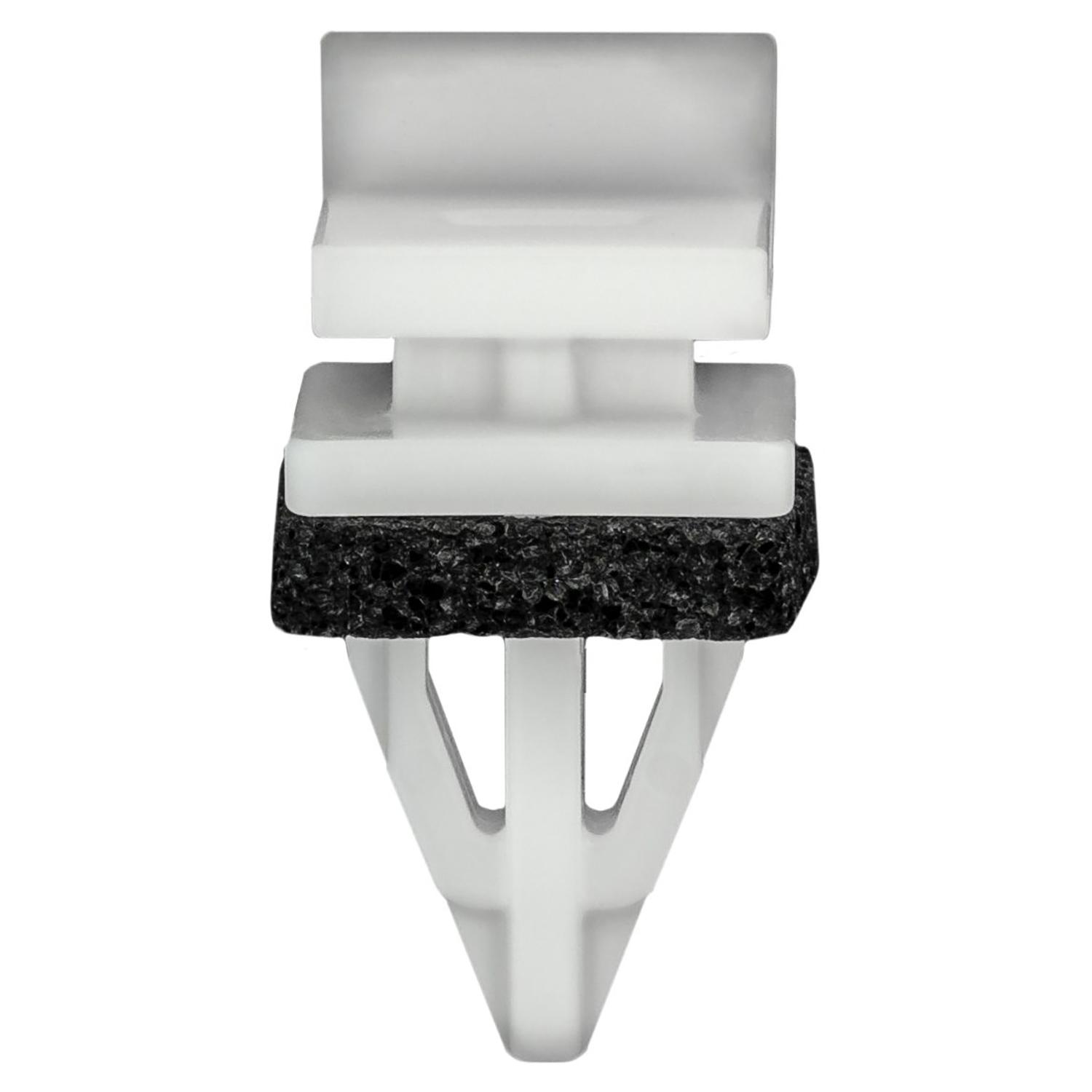 25 pcs/pk- Rocker, Pillar, Floor and Exterior Trim Moulding Clip with Sealer, Rivet Length 16mm, Material Nylon, Color White, Type Molding Clip