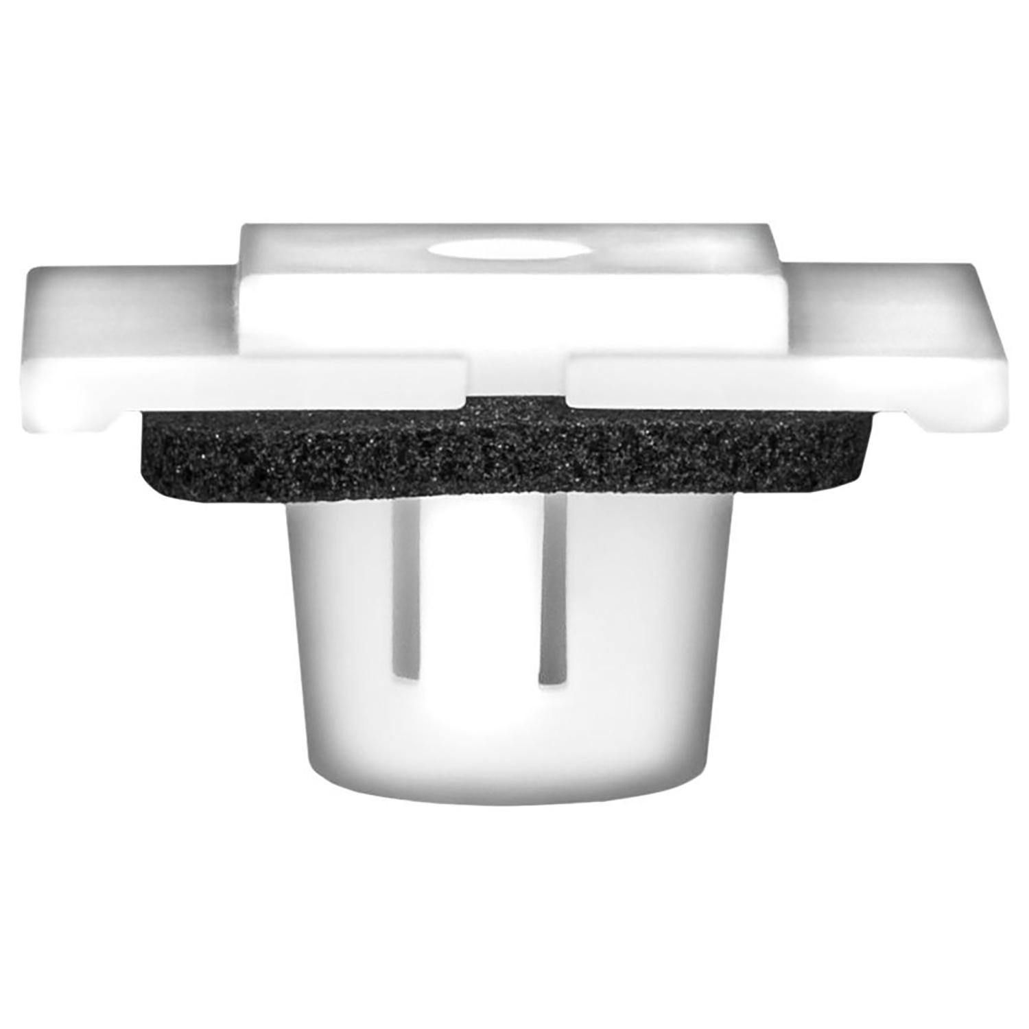 25 pcs/pk- 10mm Lower Door Garnish Moulding Clip with Sealer, Rivet Length 9mm, Material Nylon, Color White, Type Molding Clip