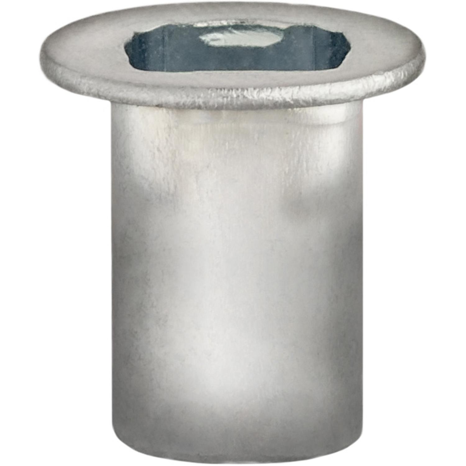15 pcs/pk- M5-0.80 / Specialty Insert Nut, Head Diameter 11mm, Grip Range .5-1.5mm, Finish Zinc