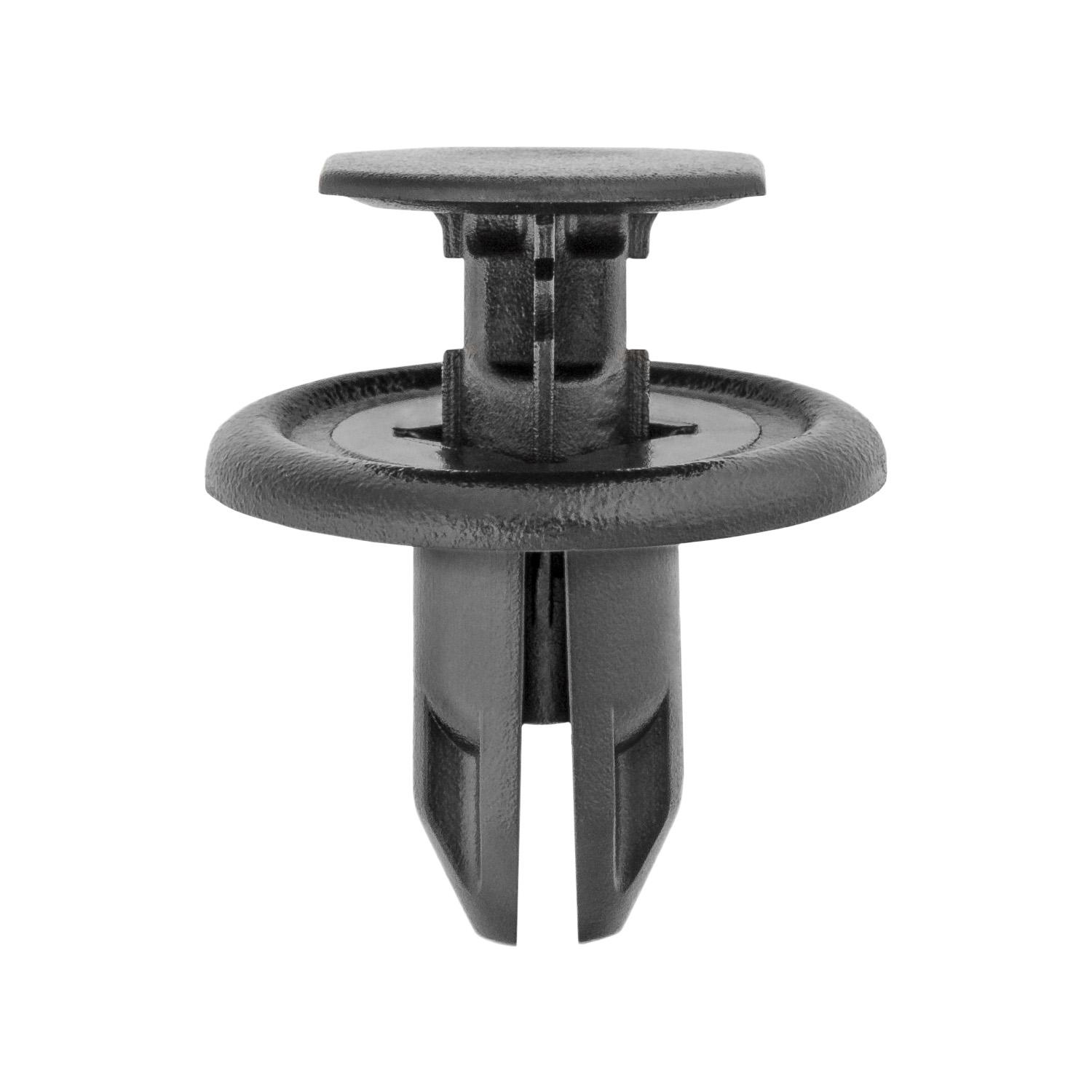 25 pcs/pk- 8mm Push-Type Retainer, Head Diameter 20mm, Rivet Length 14mm, Material Nylon, Color Black