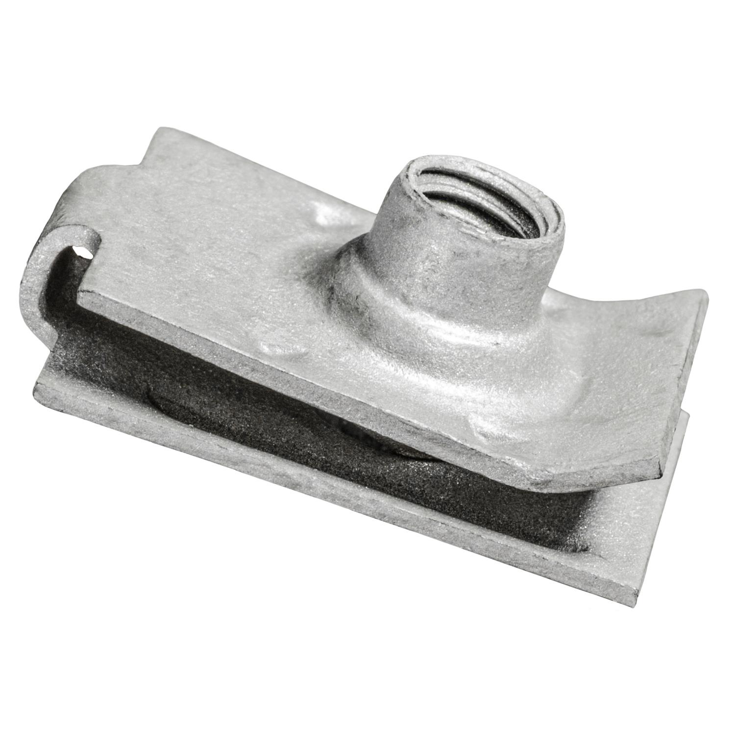 10 pcs/pk- Extruded U-Nut M6-1.0 Screw Size, Panel Range 0.70mm - 2.0mm, Finish Zinc Organic