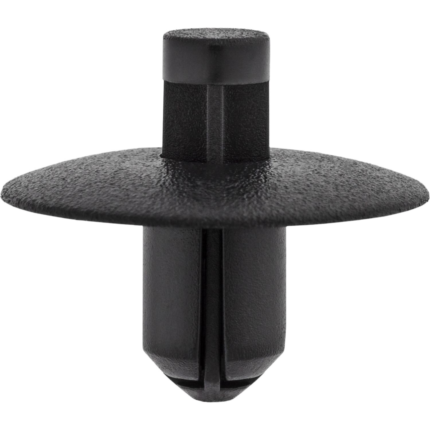 25 pcs/pk- 7.5mm Interior Push-Type Retainer, Head Diameter 22mm, Rivet Length 11mm, Material Nylon, Color Black