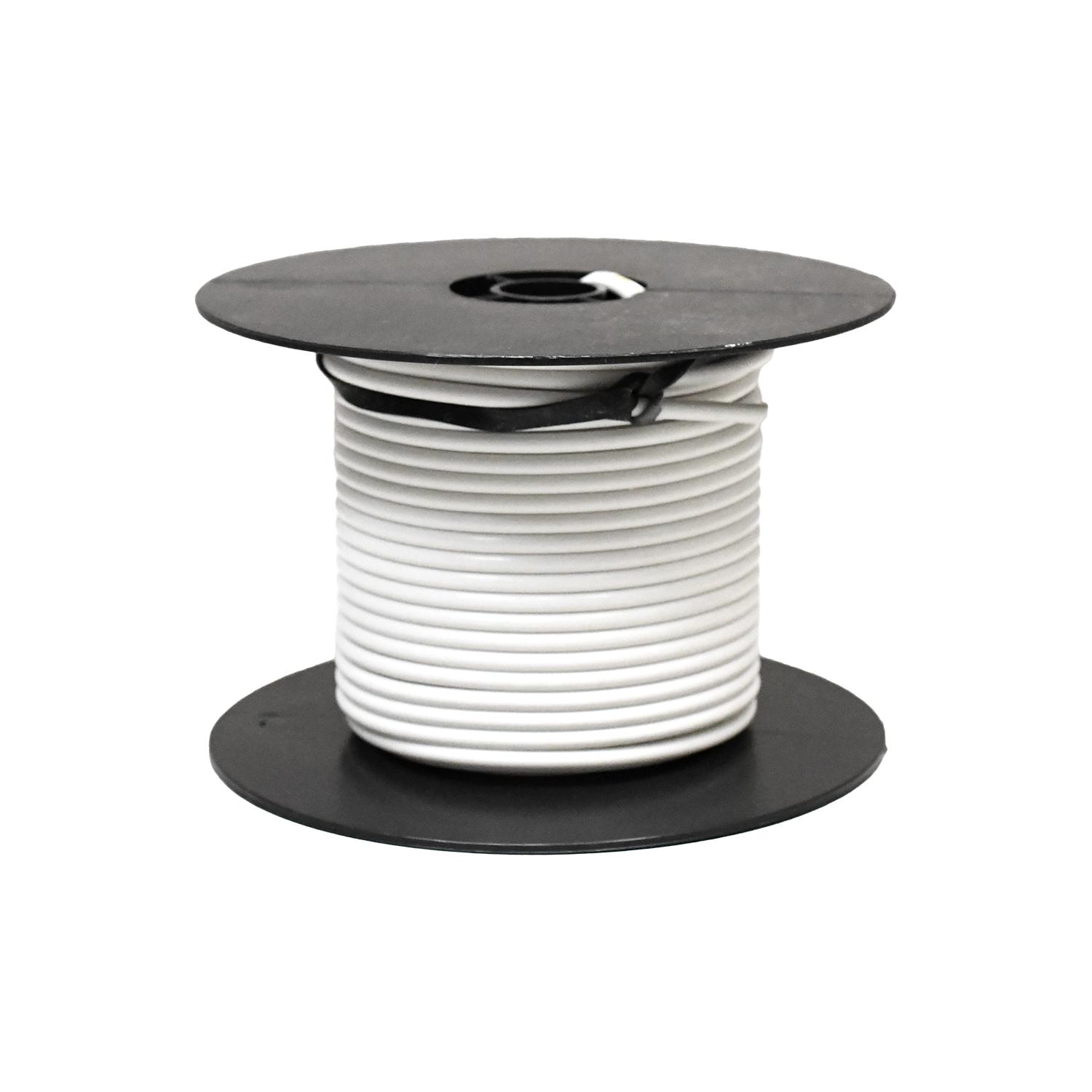 1 pcs/pk- 100 Feet Primary Wire 10 Gauge White, Temperature Range -40C (-40F) to 105C (221F), Industry Standard SAE J1128, SAE J413