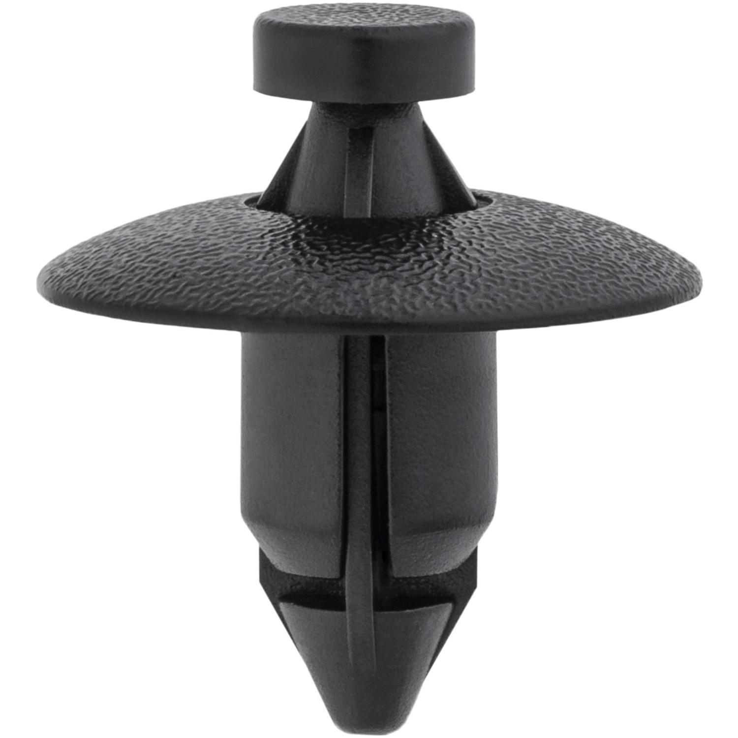 25 pcs/pk- 8mm Bumper Cover Push-Type Retainer, Head Diameter 20mm, Rivet Length 8.3mm, Material Nylon, Color Black