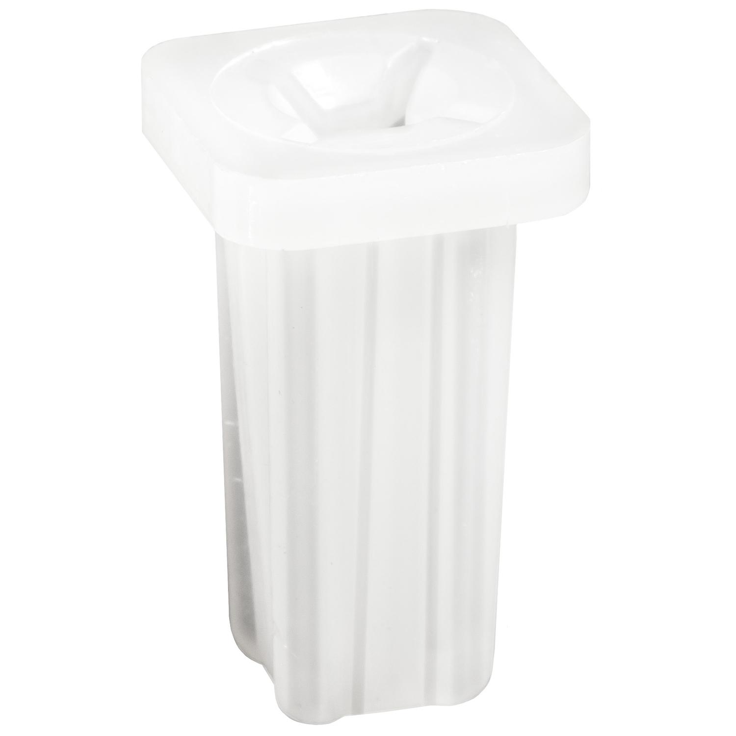 25 pcs/pk- M4.2 (#8) High Mount Lamp Screw Grommet, Overall Length 17mm, Head Style Square, Rivet Length 15mm, Hole Size 7.2mm, Panel Range 1.0mm, Material Nylon, Color White