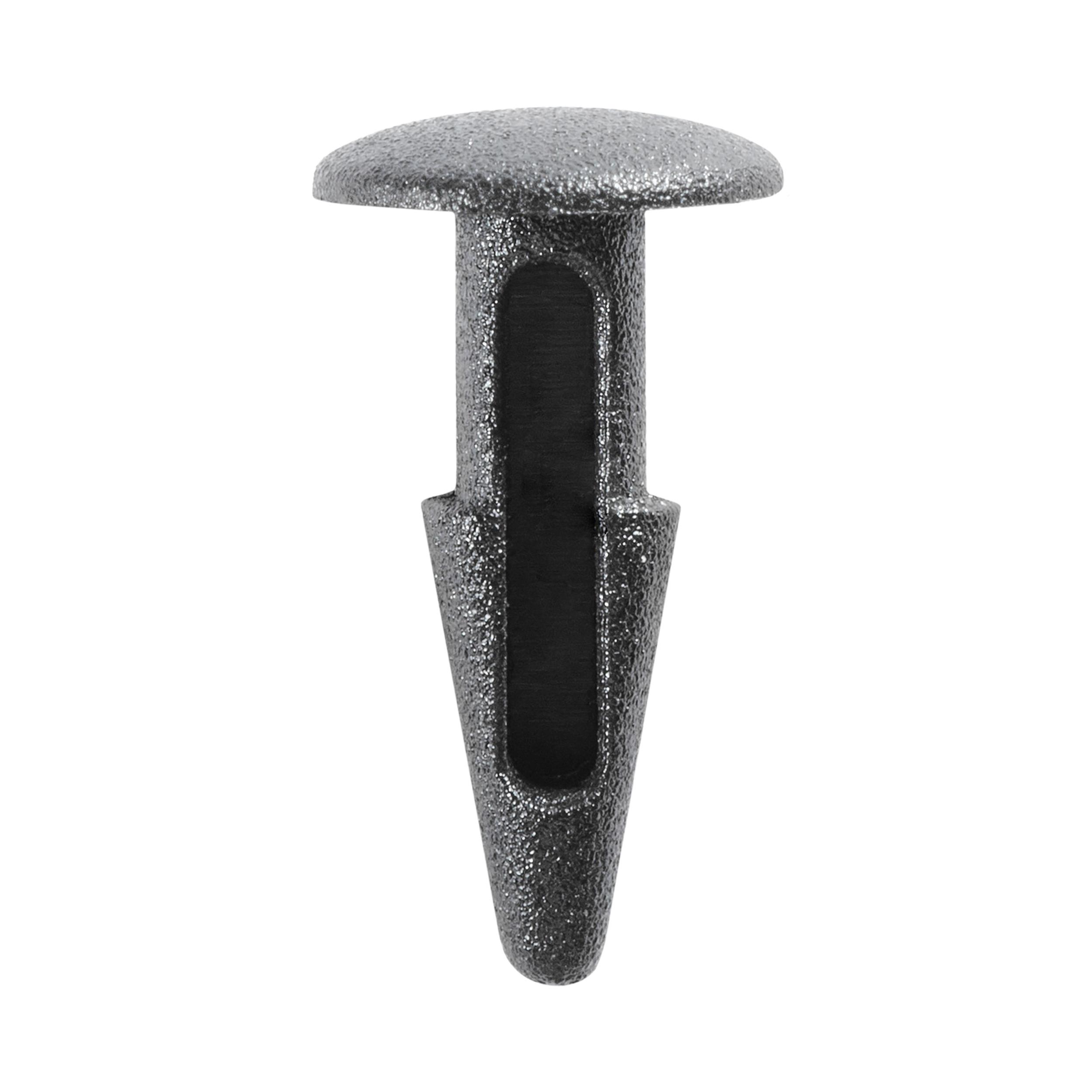 100 pcs/pk- 3.5mm Isuzu Cowl Screen Retainer, Overall Length 14mm, Rivet Length 13mm, Panel Range 5mm, Material Nylon, Color Black, Type Single Head