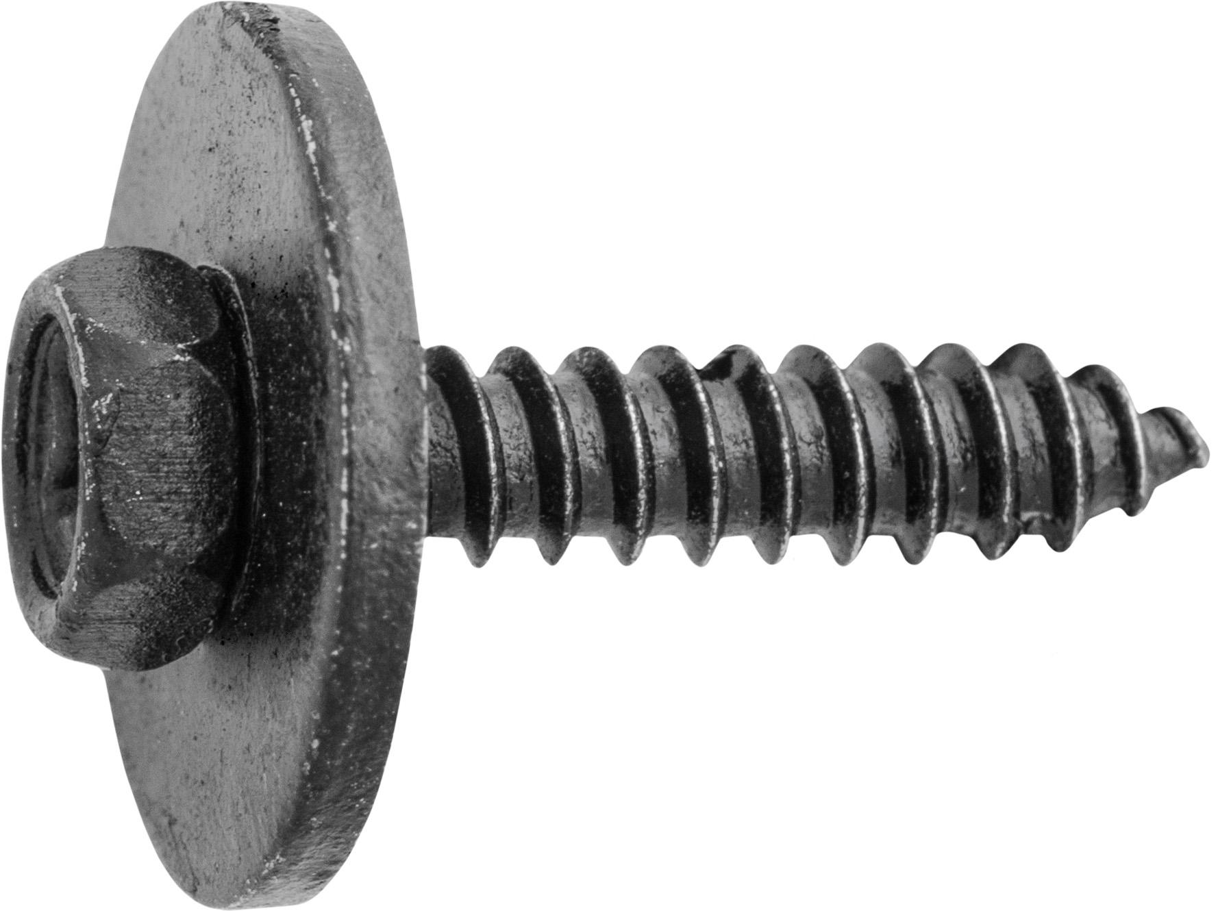 50 pcs/pk- M4.2-1.41 M4.2 x 20mm Phillips Indented Hex Head Tapping Screw with Loose Washer, Drive Type Phillips & Hex, Point Type AB, Material Steel, Color Black