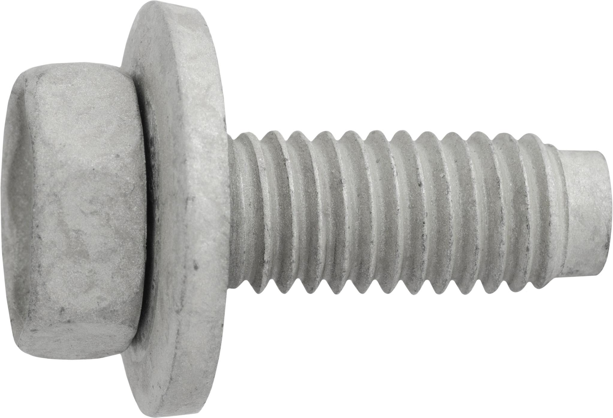 25 pcs/pk- M8 x 23 Body Bolt Dog Point with Loose Washer, Length 23mm, Head Style Hex Sems, Material Steel, Finish Zinc