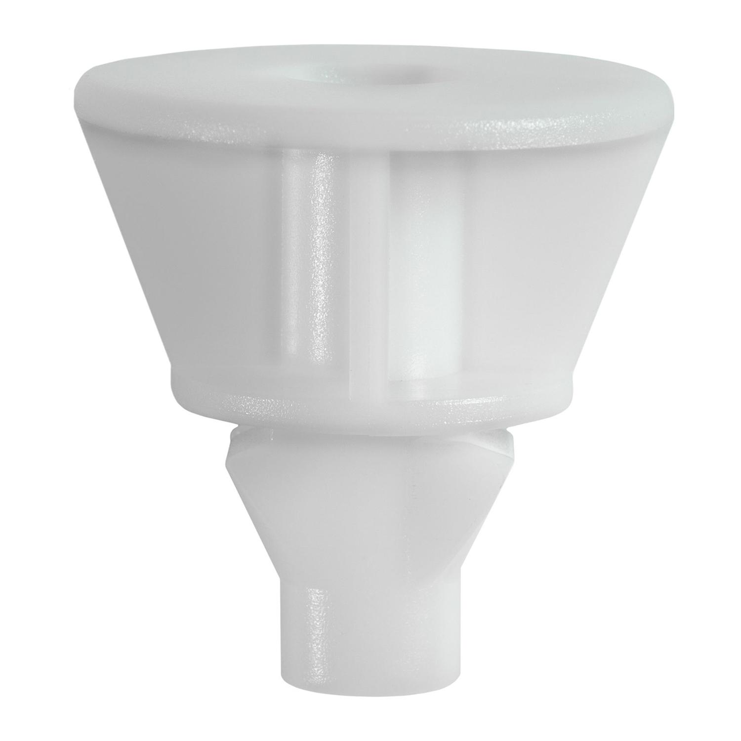 25 pcs/pk- M5 Fiat Rocker Moulding Screw Grommet, Overall Height 27mm, Head Diameter 26mm, Rivet Length 12mm, Hole Size 8mm x 12.5mm, Material Nylon, Color White