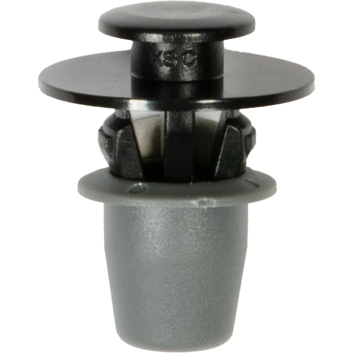 25 pcs/pk- Wheel Moulding Clip with Sealer, Overall Height 22mm, Rivet Length 17mm, Fits Hole Size 9mm, Material Nylon, Color Black