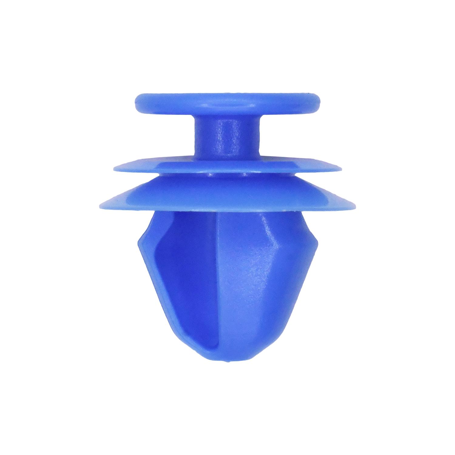 25 pcs/pk- 9mm / and Retainer, Overall Length 19mm, Rivet Length 12mm, Panel Range 3mm, Material Nylon, Color Blue