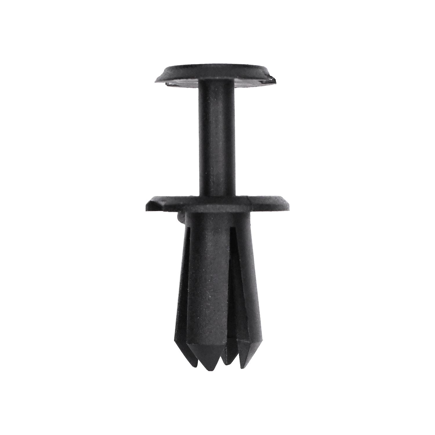 25 pcs/pk- 7mm Push-Type Retainer, Overall Length 35mm, Rivet Length 17mm, Material Nylon, Color Black