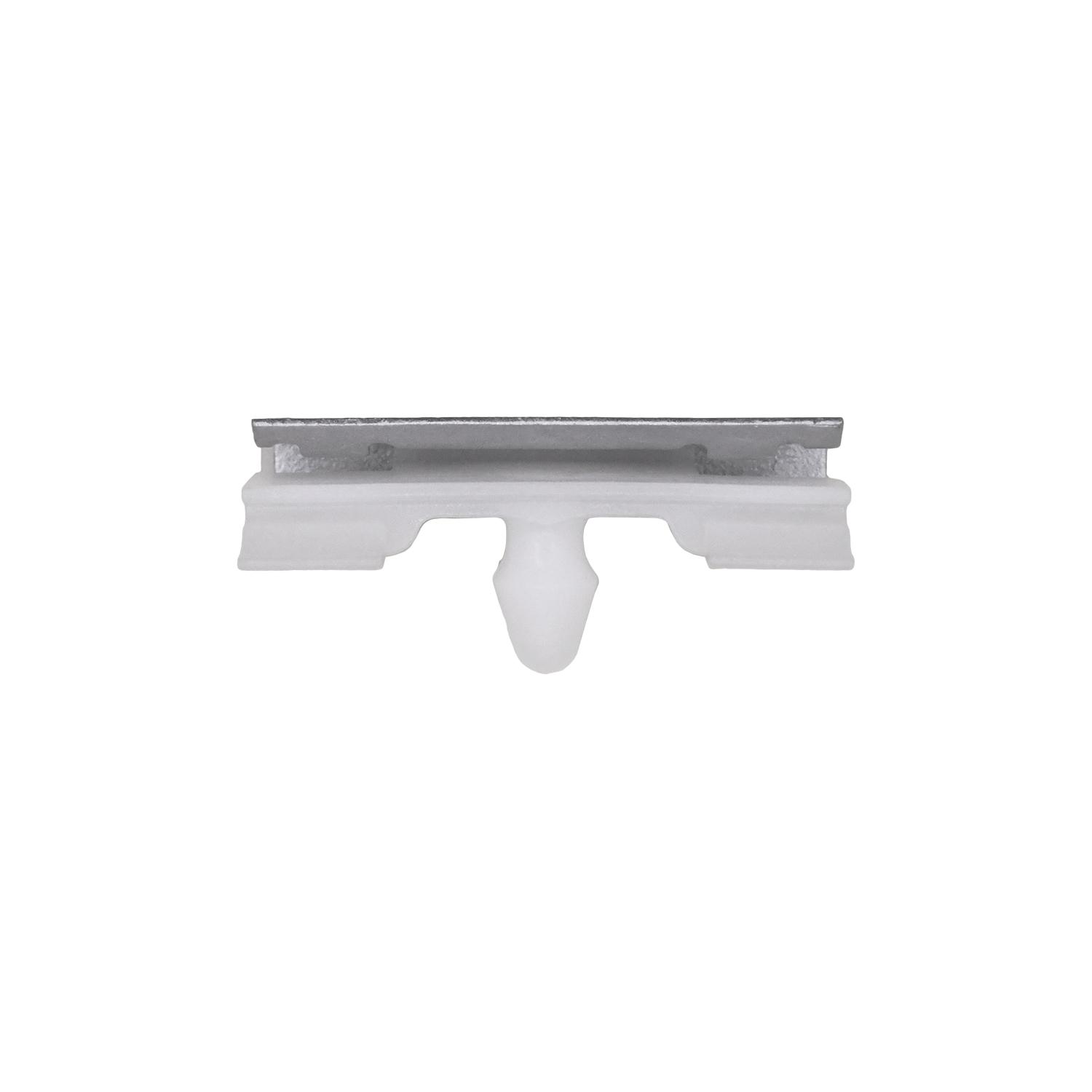 15 pcs/pk- Side Moulding Clip, Rivet Length 6.5mm, Material Metal & Nylon, Finish Zinc, Color White