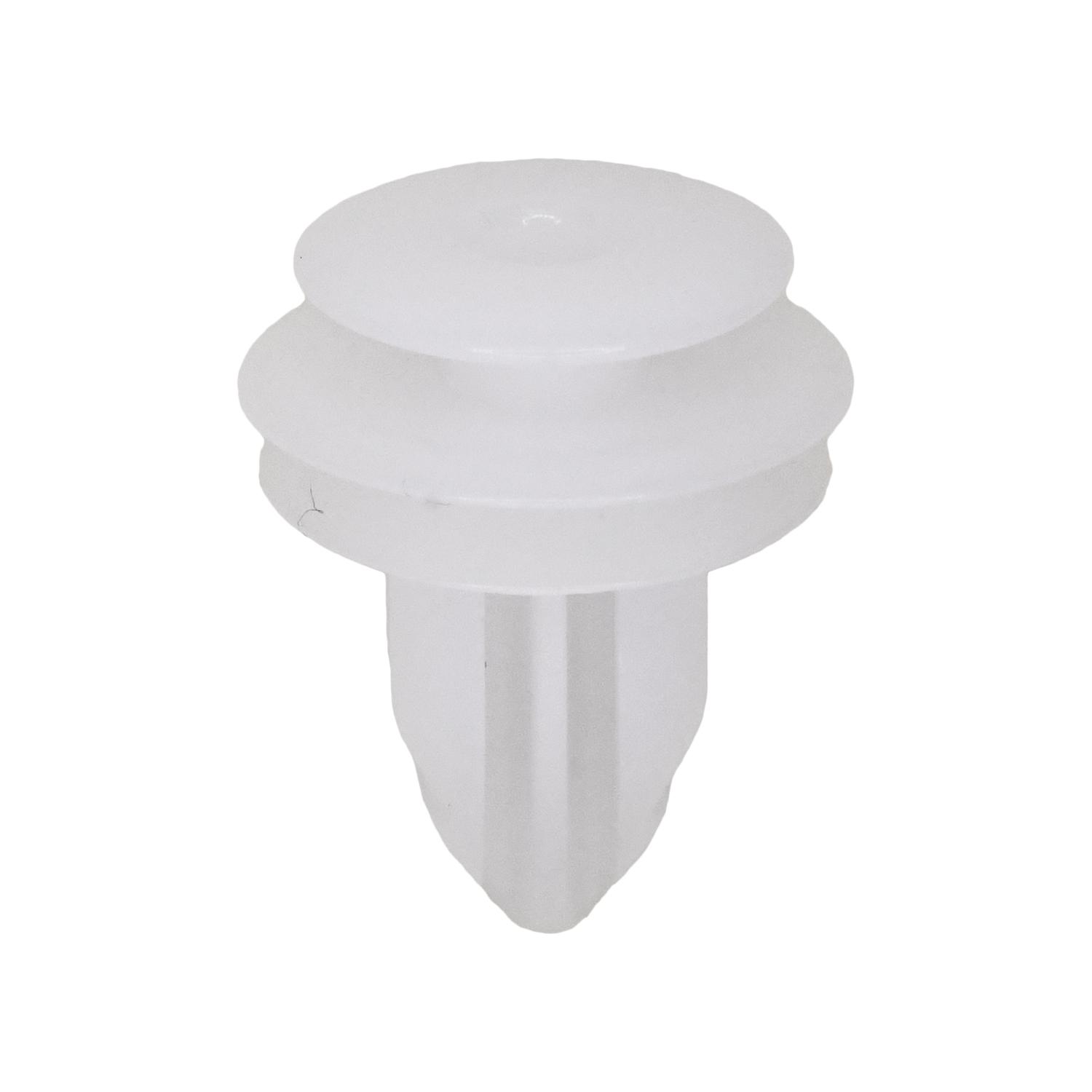 25 pcs/pk- 8.5mm Trim Panel Retainer, Overall Length 21mm, Rivet Length 15mm, Panel Range 0.125mm - 1.87mm, Material Nylon, Color White