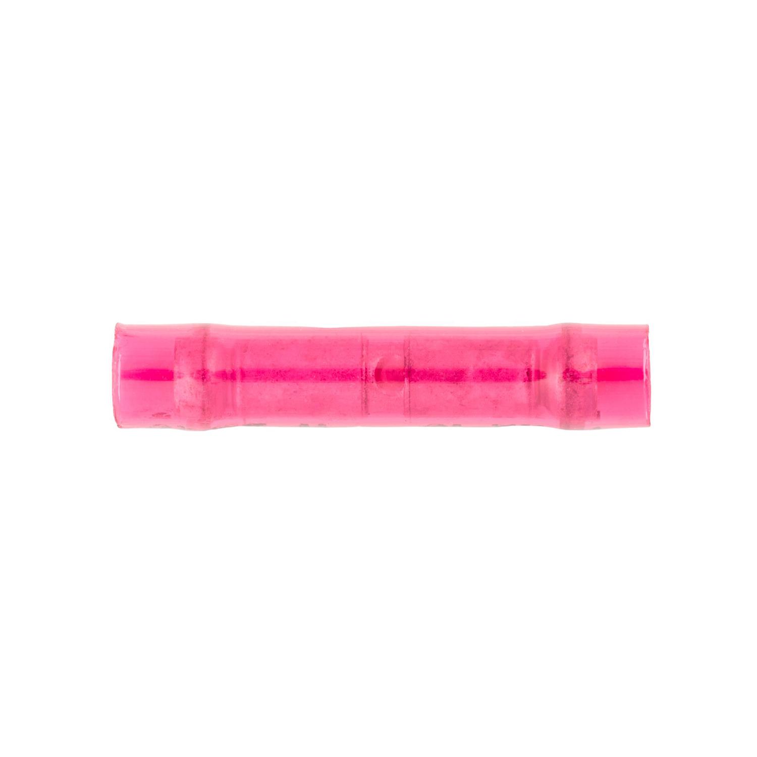 50 pcs/pk- 22-16 Gauge Insulated Solderless Butt Connector, Color Red, Wire Gauge 22 to 18