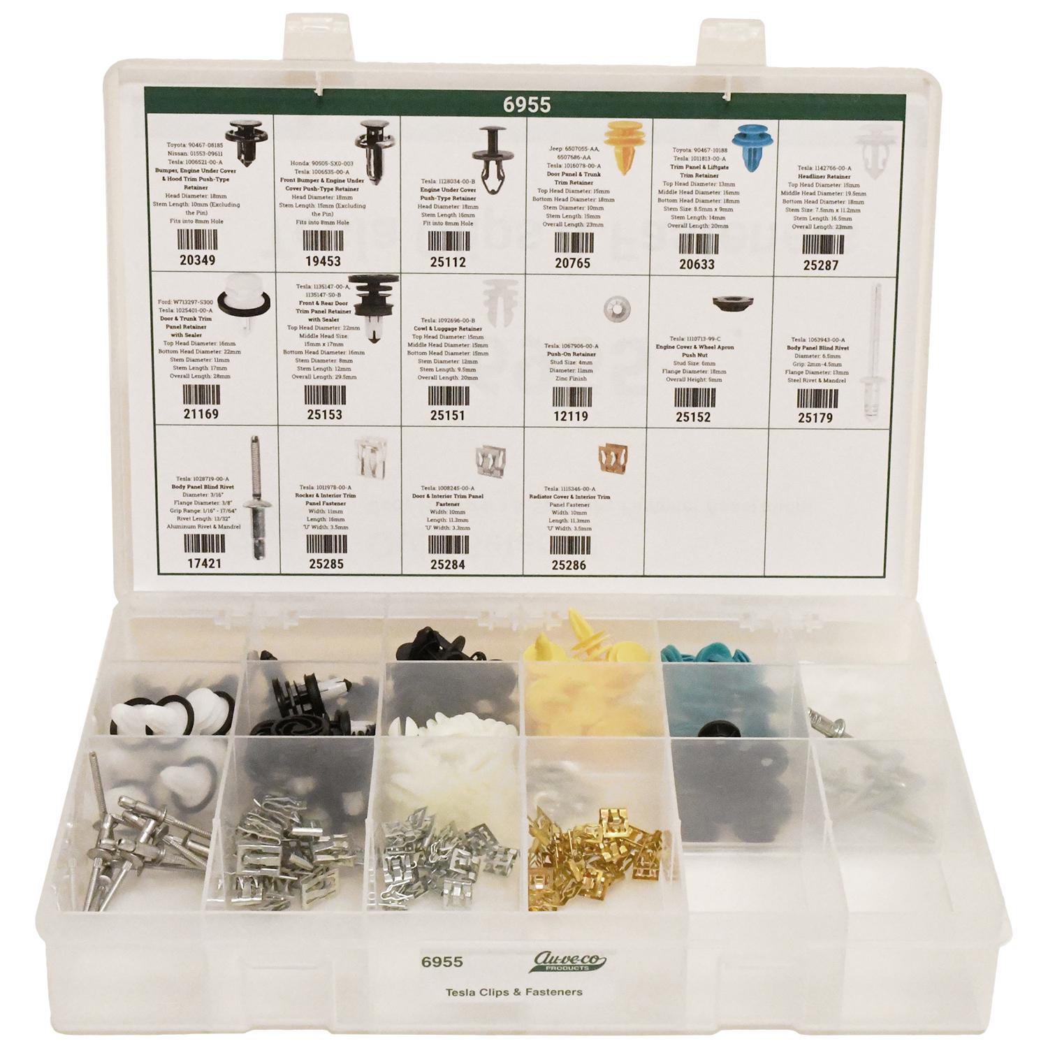 1 pcs/pk- Clips, Fastener, Retainer Assortment 16 Items 210 Pieces