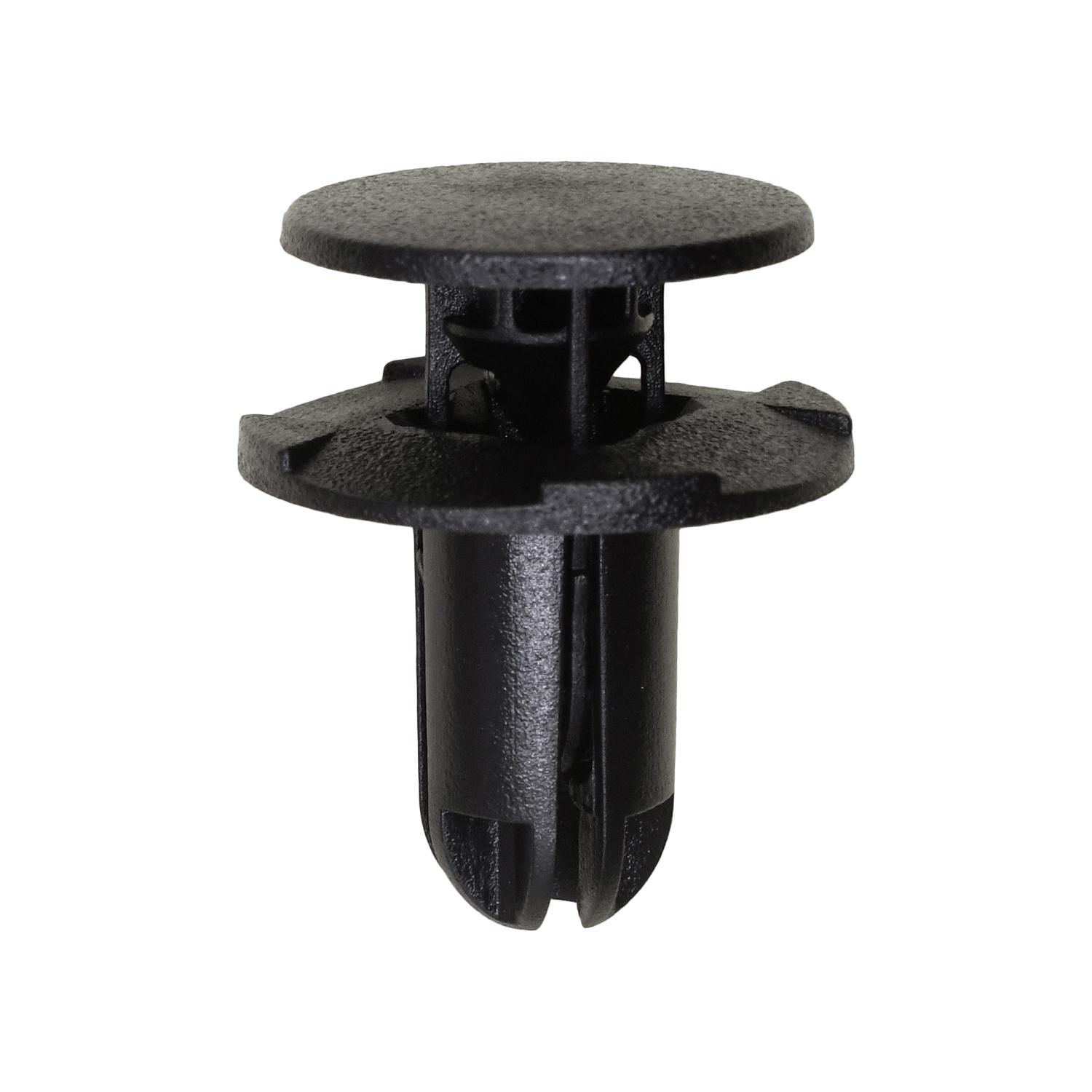 4 pcs/pk- 8mm BUMPER, ENGINE UNDER COVER and FENDER LINER PUSH-TYPE RETAINER, Head Diameter 18mm, Rivet Length 14mm, Material Nylon, Color Black