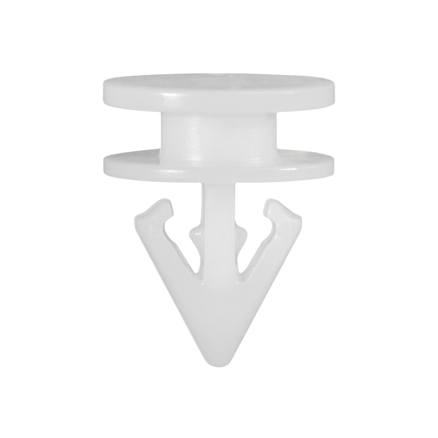 8 pcs/pk- Door Trim Applique Clip, Overall Height 12.5mm, Rivet Length 8mm, Material Nylon, Color White